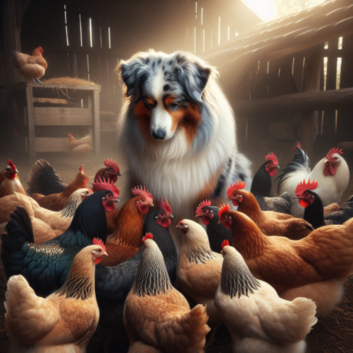 australian shepherds and chickens